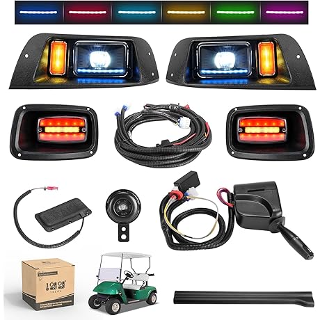 10L0L Deluxe Golf Cart EZGO TXT Light Kit w/ RGB Daytime Running Lights