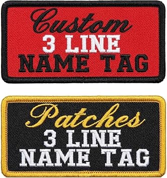Custom Embroidered Name Tag Biker Outlaw 3 Line Sew on Patch 4" x 2" A