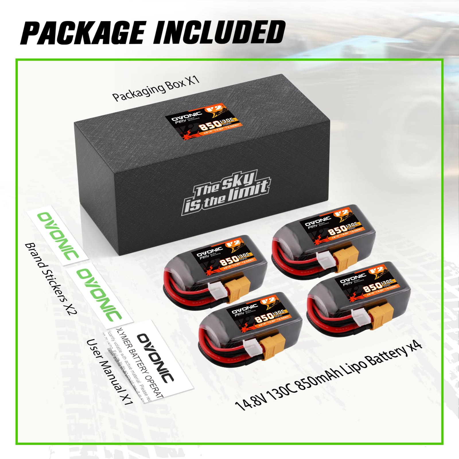 Amazon.com: OVONIC 130C 4S 850mah Lipo Battery 14.8V Pack with