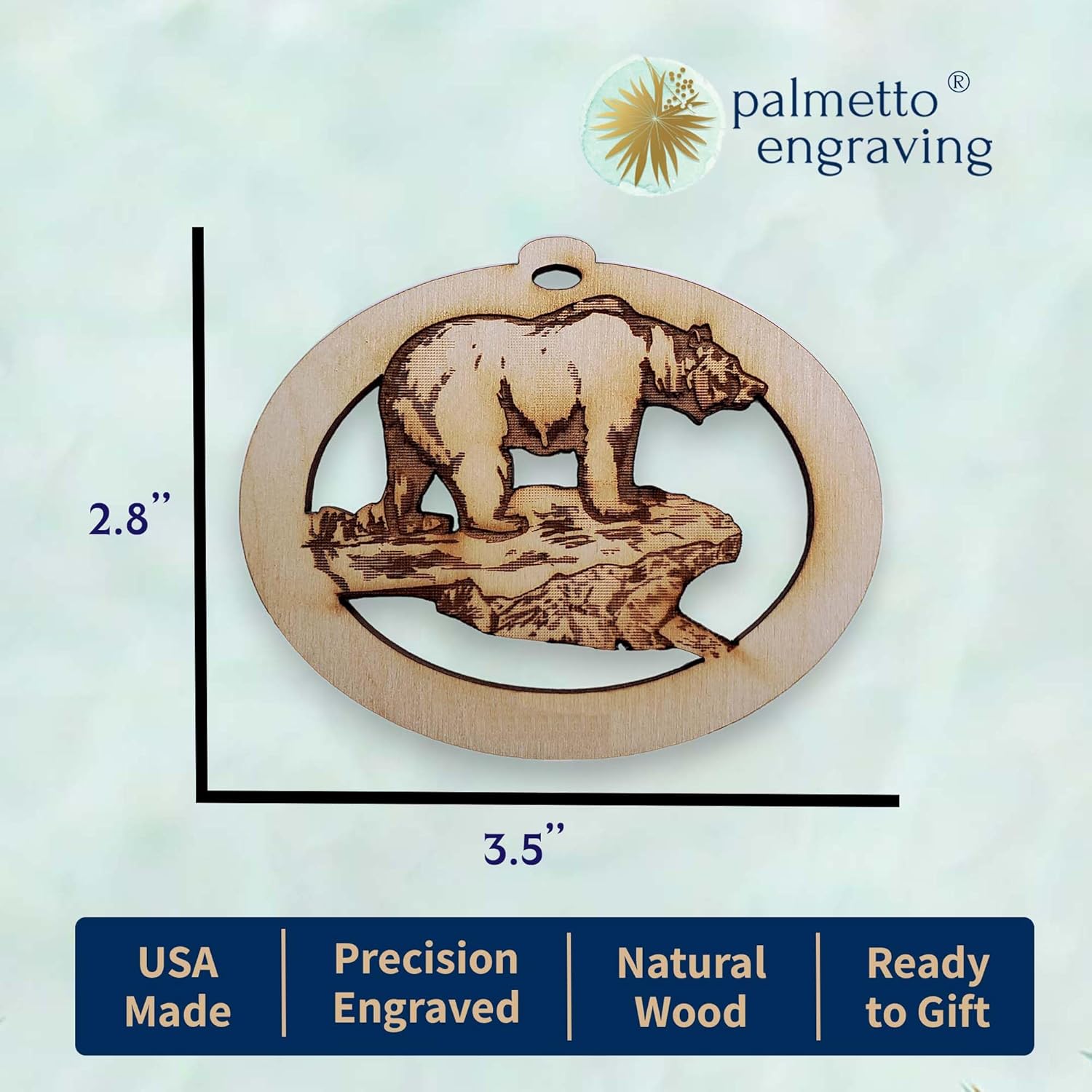 10PK Bear Ornaments for Christmas Tree, Forest Animal Wildlife Ornaments, Bear Christmas Decorations Handmade in The USA