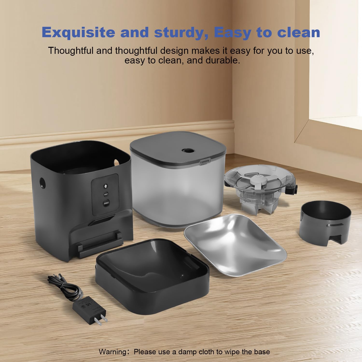 ANDOLL HOME 2.4G/5G Automatic Cat Feeder, 4L WiFi Food Dispenser with 10s Voice Recorder, Pet Feeder up to 10 Meals per Day, Timed Cat Feeder with Dry Food Sealed Ring view 6