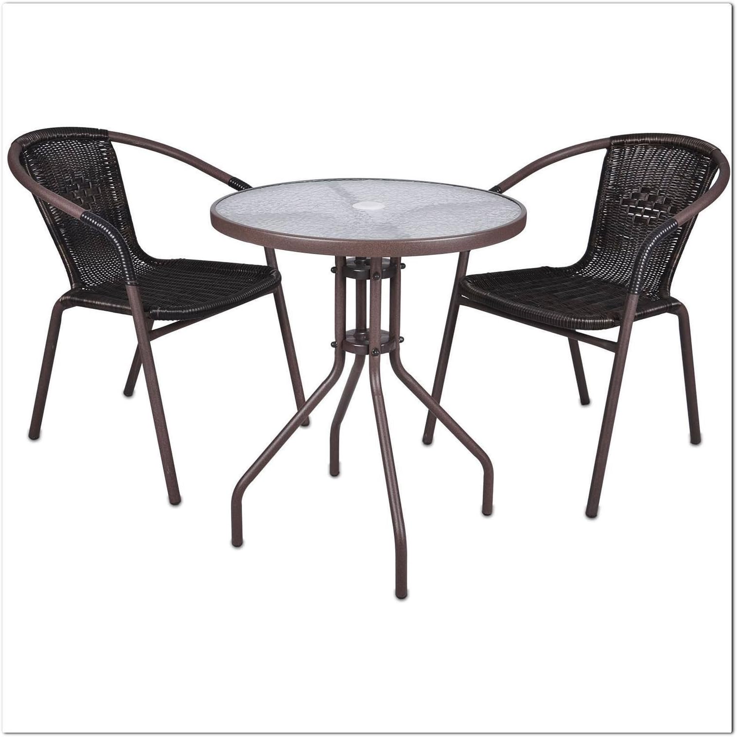 SSITG Set of 3 Bistro Set Garden Furniture Rattan Garden Furniture Patio Furniture