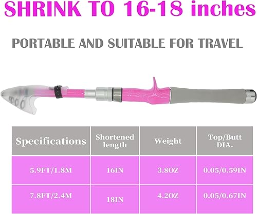 Miniatura 2 de Combo de carrete de caña de pescar telescópico - Juego de caña de pescar con señuelos, bolsa de transporte para viajes de agua salada y agua dulce