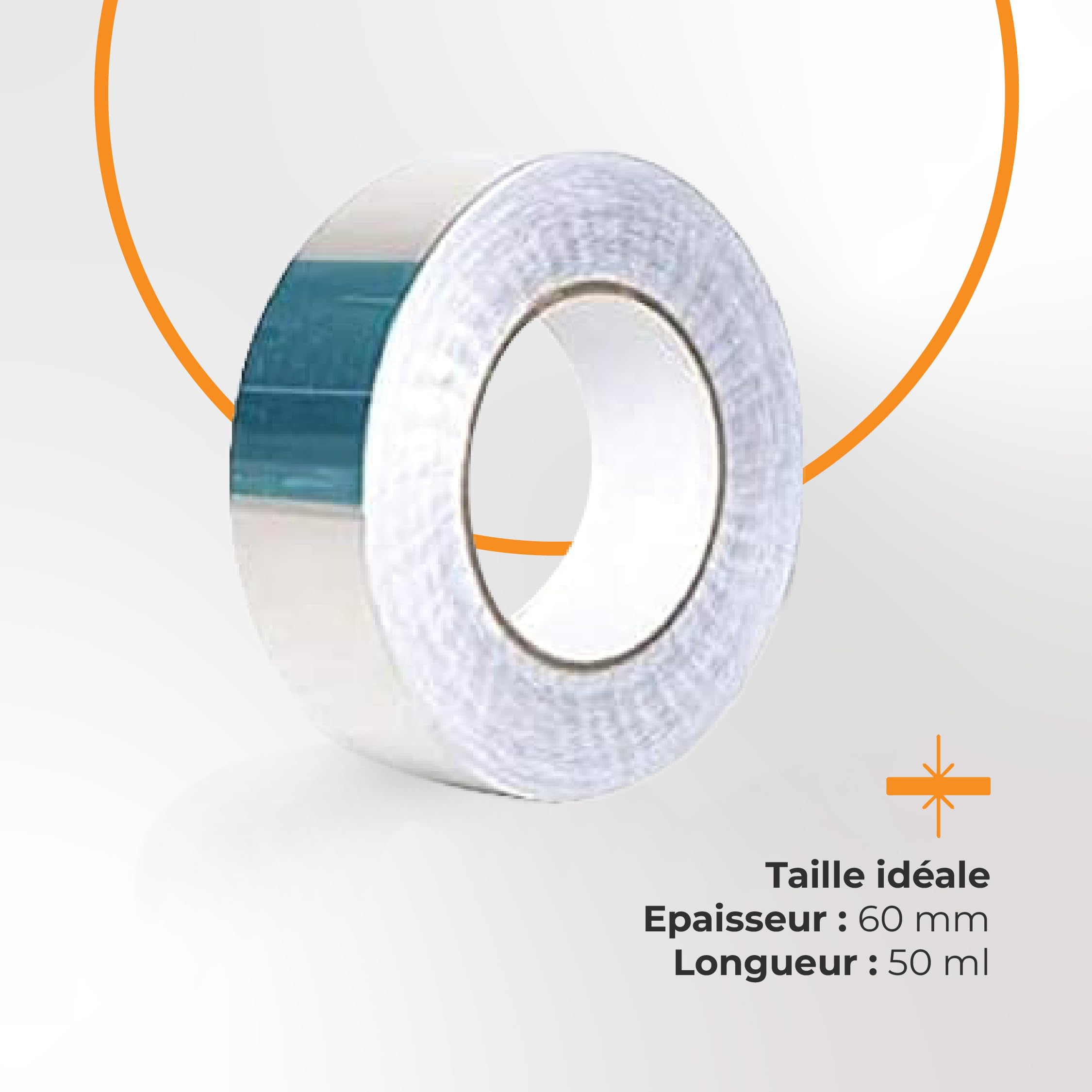 Ruban Adhésif en Aluminium perforé - Pour Sceller les Plaques en Polycarbonate - Empêche la poussière et l'humidité de pénétrer - 62 mm x 50 ml