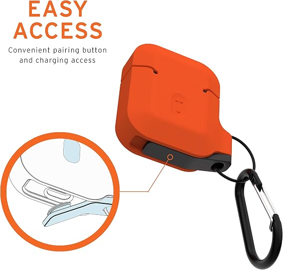 UAG Silicone for AirPods 1 & 2 Case with Carabiner, Orange/Dark Grey