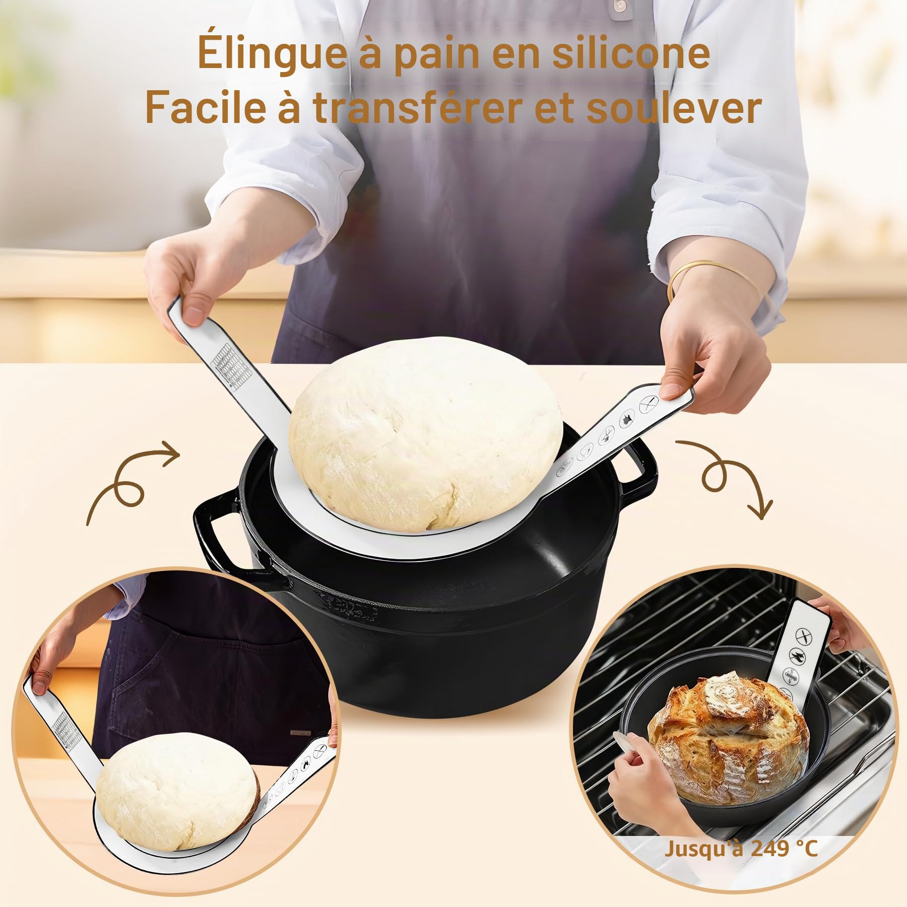 Kit de démarrage de 21 pièces pour paniers de fermentation du pain, panier banneton rond de 25,4 cm et ovale de 30,5 cm en corde de coton avec kit de bocal de levain, doublures et couvercles, outils