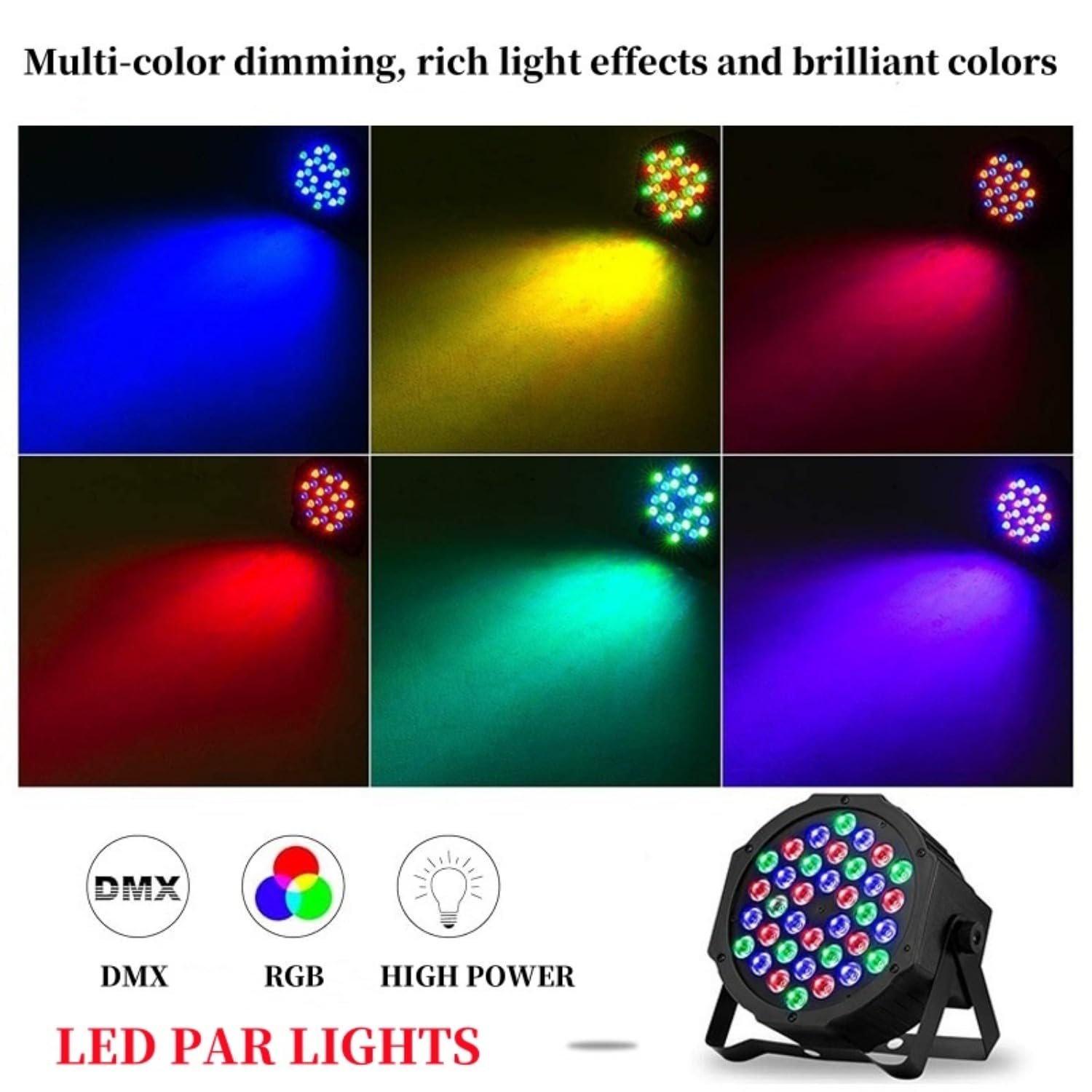 LED Par Licht 36 LED Bühnenlicht Discolicht Partylicht RGB Digital Multiple x512 mit Fernbedienung, LED Strahler DJ Licht für Party Bar Stage Weihnachten,Halloween, Wedding(1 Pack)