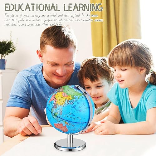 Miniatura 3 de HANABASS Globo del mundo educativo iluminado con soporte, globo geográfico terrestre para aprendizaje y estudio en el aula, luz de exhibición de