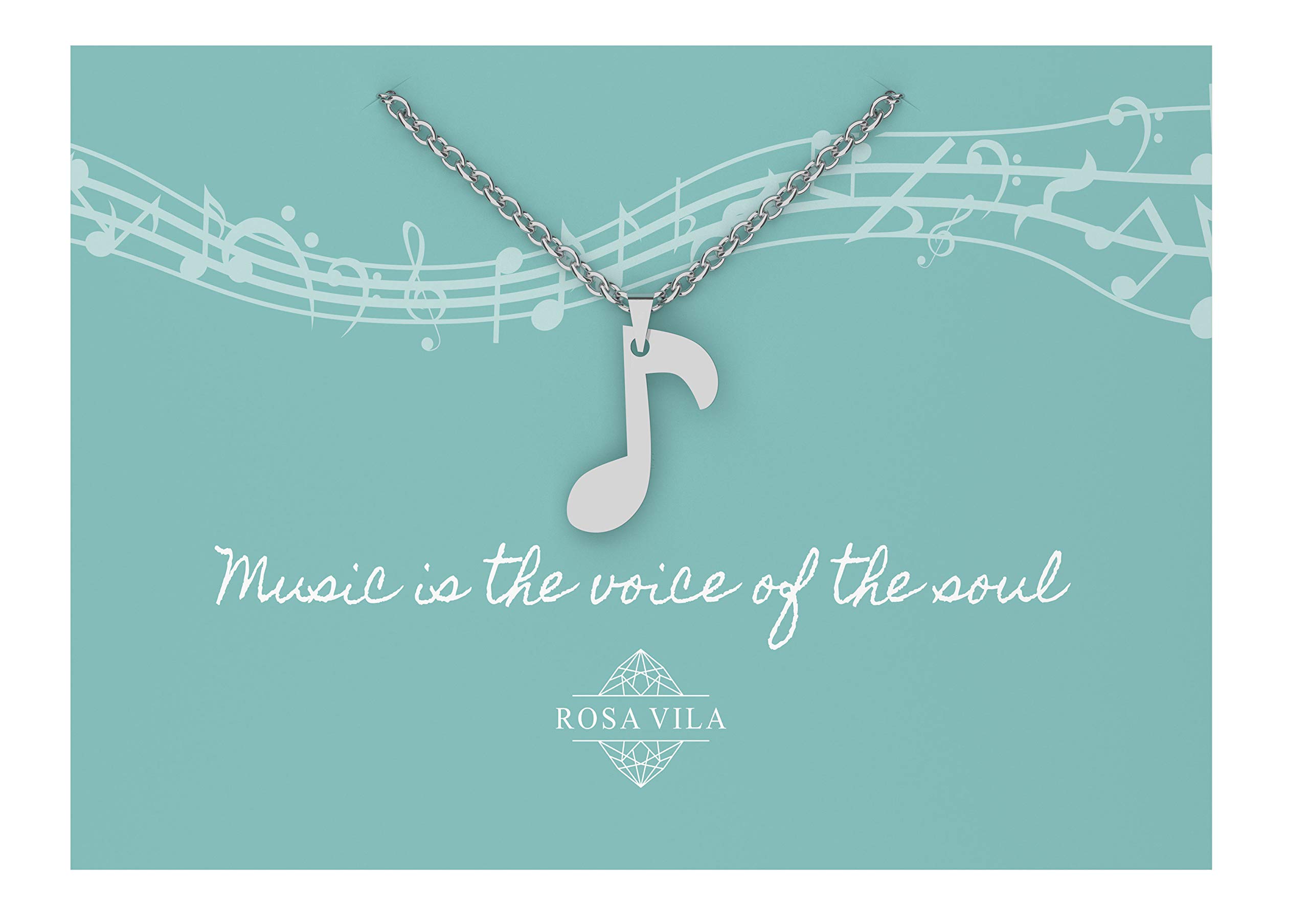 Rosa Vila DISCONTINUED Music Note Necklace, Teacher & Lovers Gift, Music Notes Pendant