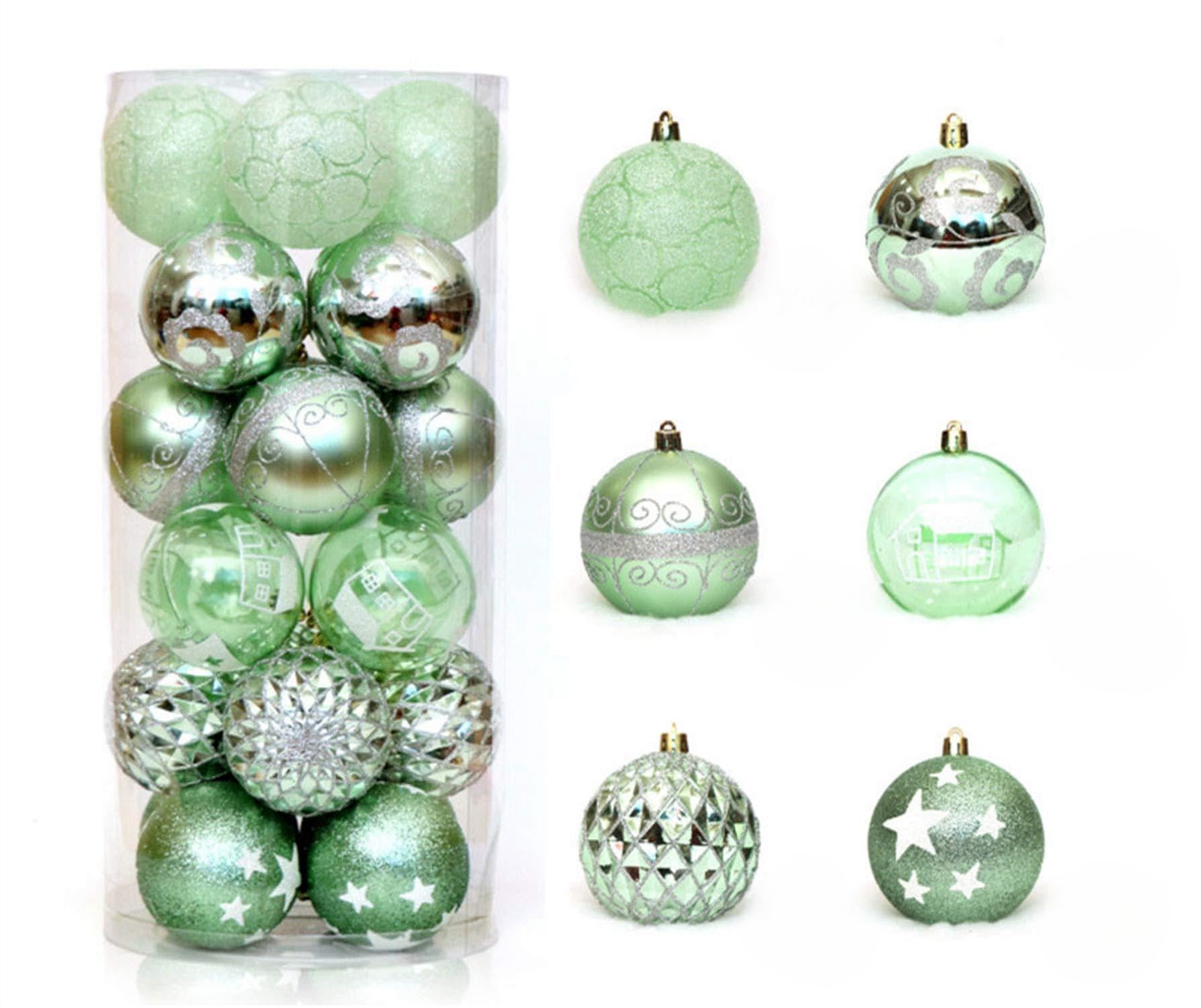 Ulalaza 1-12/24Pcs 60Mm/2.36" Xmas Tree Balls Small Shatterproof Hanging Ball Christmas Decorations