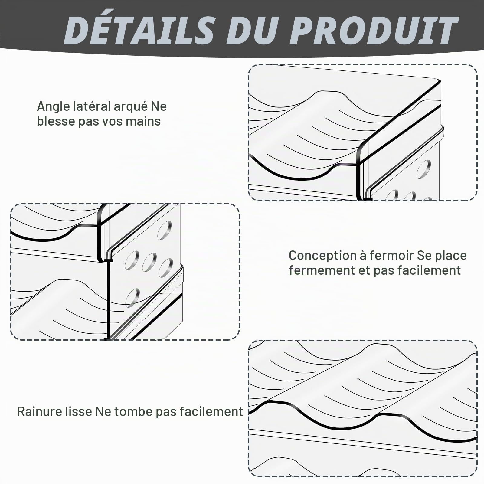 Étagère à bouteilles pour réfrigérateur Organisateur bouteilles : étagère à bouteilles empilable Étagère à vin, porte-bouteille d'eau transparent Réfrigérateur Étagère à vin Étagère pour