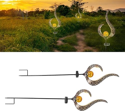 Miniatura 3 de Fydun 2 Pack Solar Lights Outdoor Decorative Lights for Garden Courtyard Lawn Courtyard Pathway Lighting Warm White for Men and Women