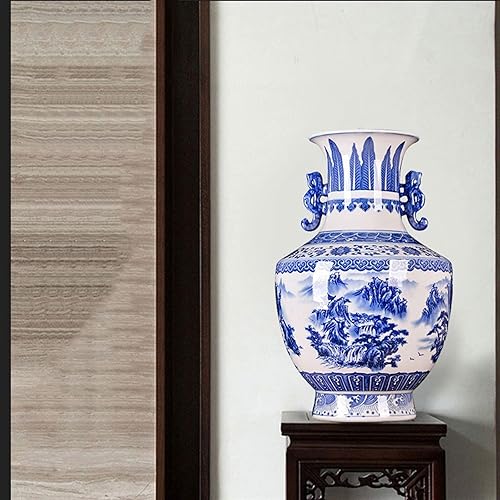 Miniatura 5 de ARZARF Elegant Vase Ceramic Vase 1574 Inch Antique Blue and White Porcelain Ornaments Chinese Vase Insertion Porch Living Room Decorations