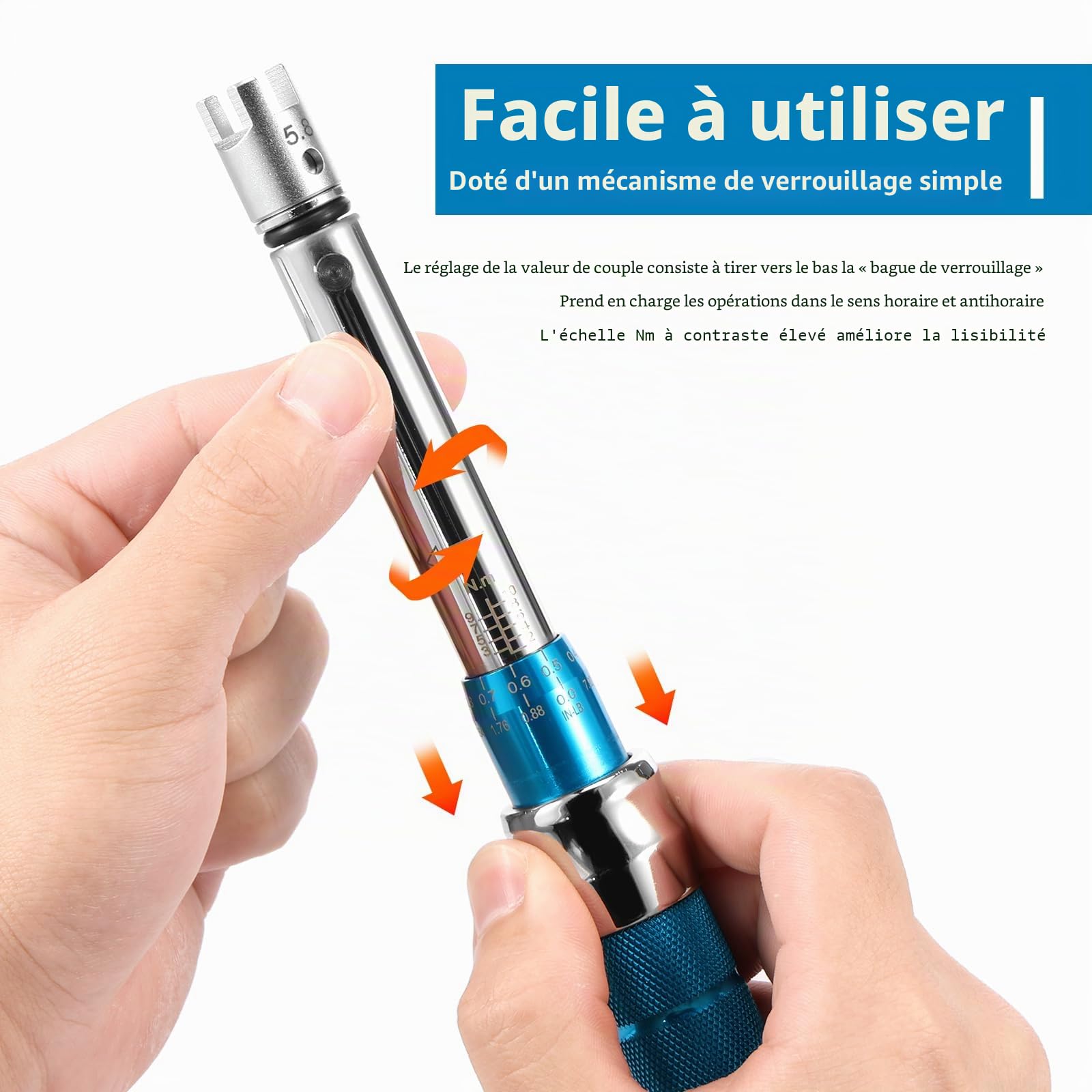 Clé dynamométrique pour rayons de moto, 2-10Nm, clé à roue avec boîte de rangement, outil de serrage et réparation de rayons 5,0-6,8 mm pour moto tout-terrain