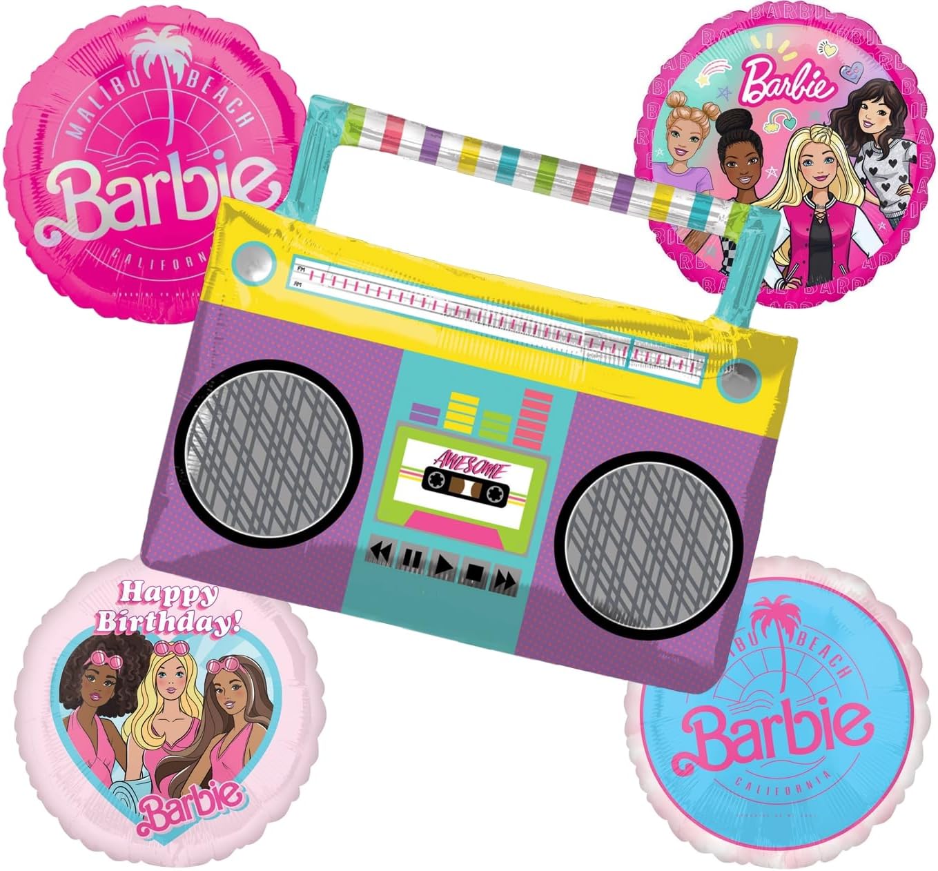 Barbie's Birthday Party Supplies Boombox Foil Balloon Bouquet Decorations