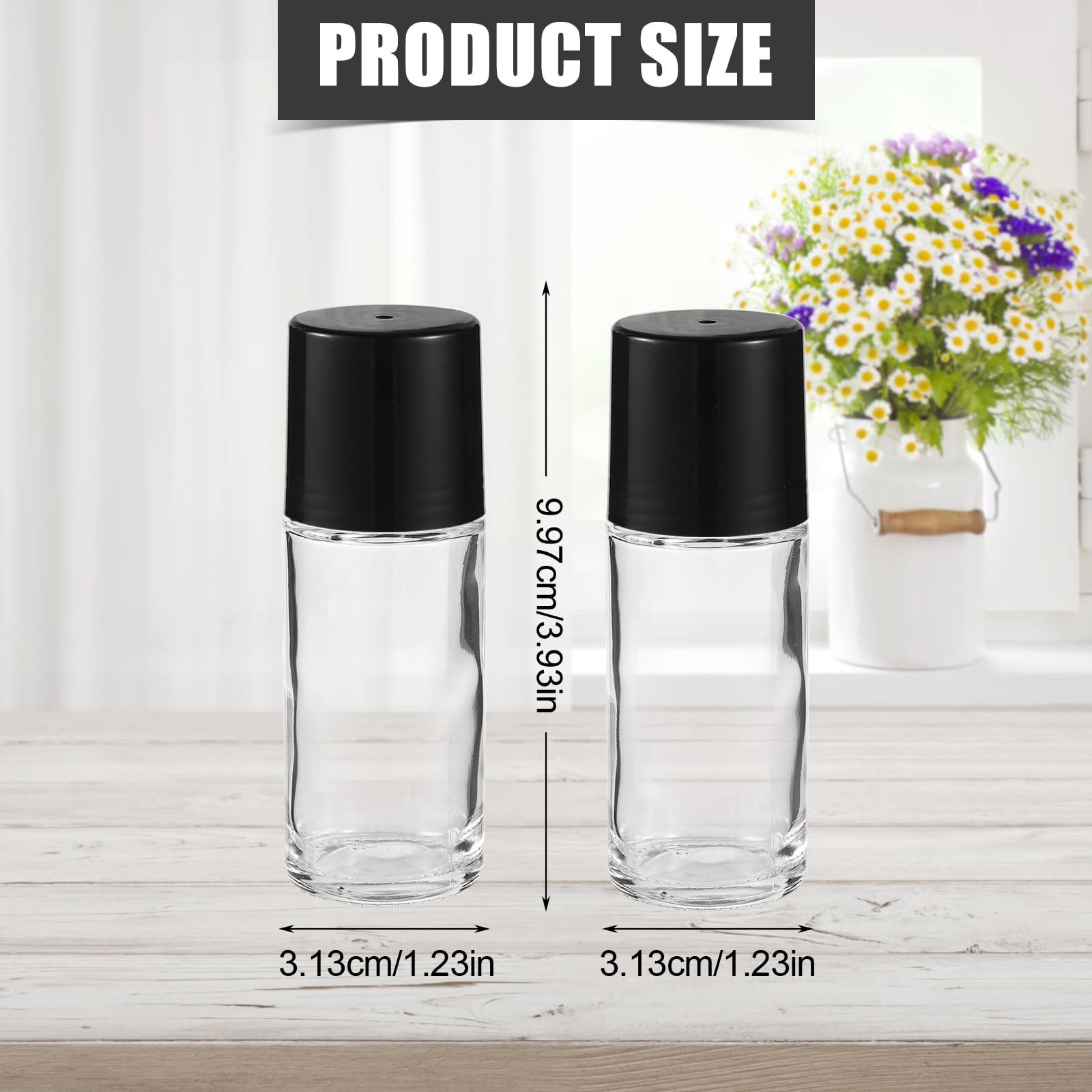 2szt Czarne Przezroczyste Butelki z Olejem, 30ml Pojemnik z Kulka w Rolce Fiolki z Dezodorantem Pojemniki Kosmetyczne do Masazu Zapachowego Perfumy Eteryczne