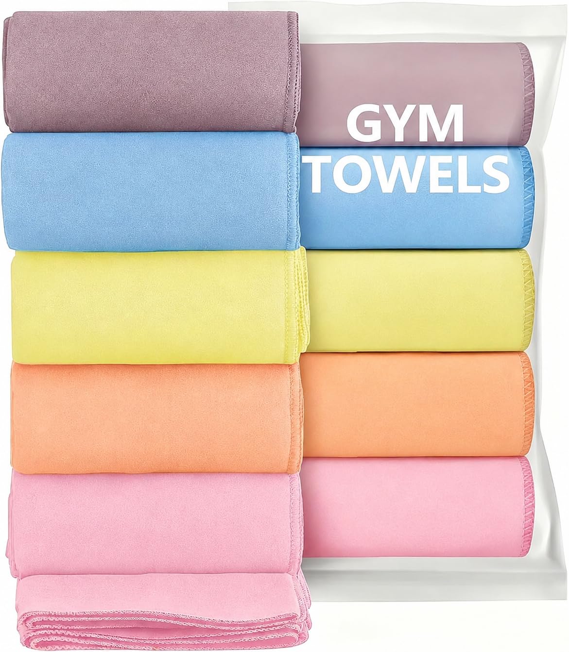 Microfiber Gym Towel for Workout Yoga Running Sports Travel Sweat Absorbent Quick Dry Soft Lightweight Gym Exercise Towel for Men Women (Pack of 5)-image-43