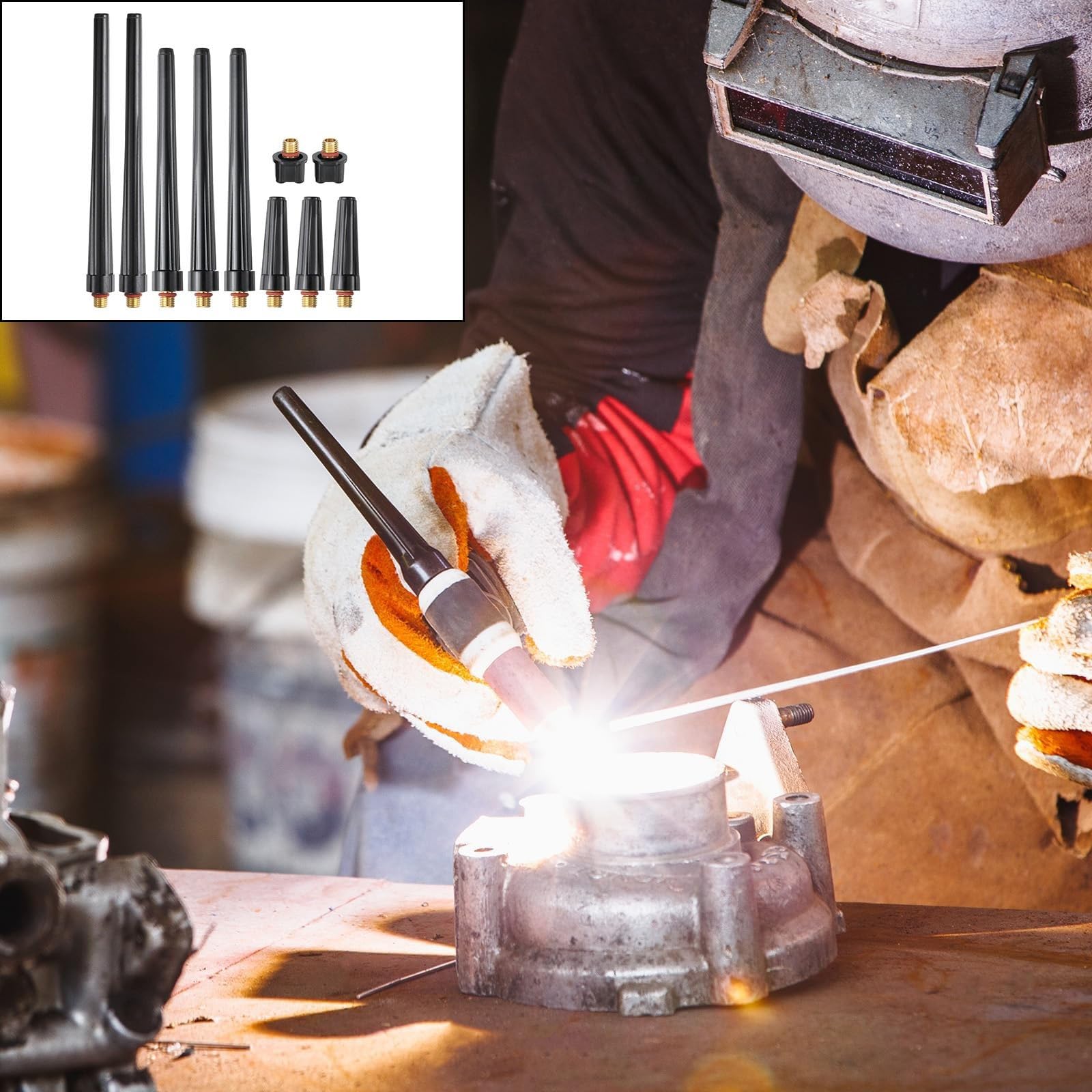 10-Piece for TIG Torch Back Cap Replacement Set for WP-9 / WP-20 / WP-25 Series – Compatible with 41V24L, 41V24, 41V35 & 41V33 Models – Copper and for Pla