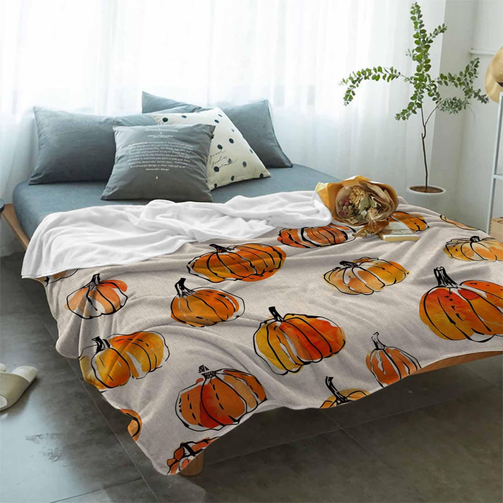 Amazon.com: Pinroote Orange Pumpkins Fall Throw Blanket