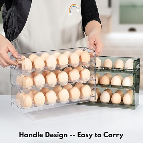 Miniatura 7 de Soporte para huevos para 36 huevos, almacenamiento de huevos para refrigerador, contenedor de huevos de PET para encimera de cocina, dispensador de