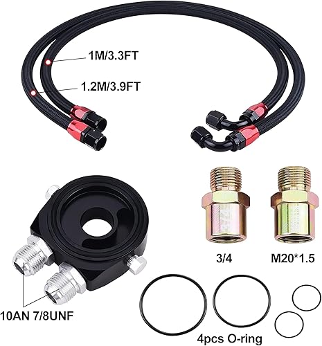 Miniatura 4 de EVIL ENERGY 10 Row Oil Cooler Kit, 10AN Transmission Engine Cooler Japanese Radiator Universal Aluminium Black