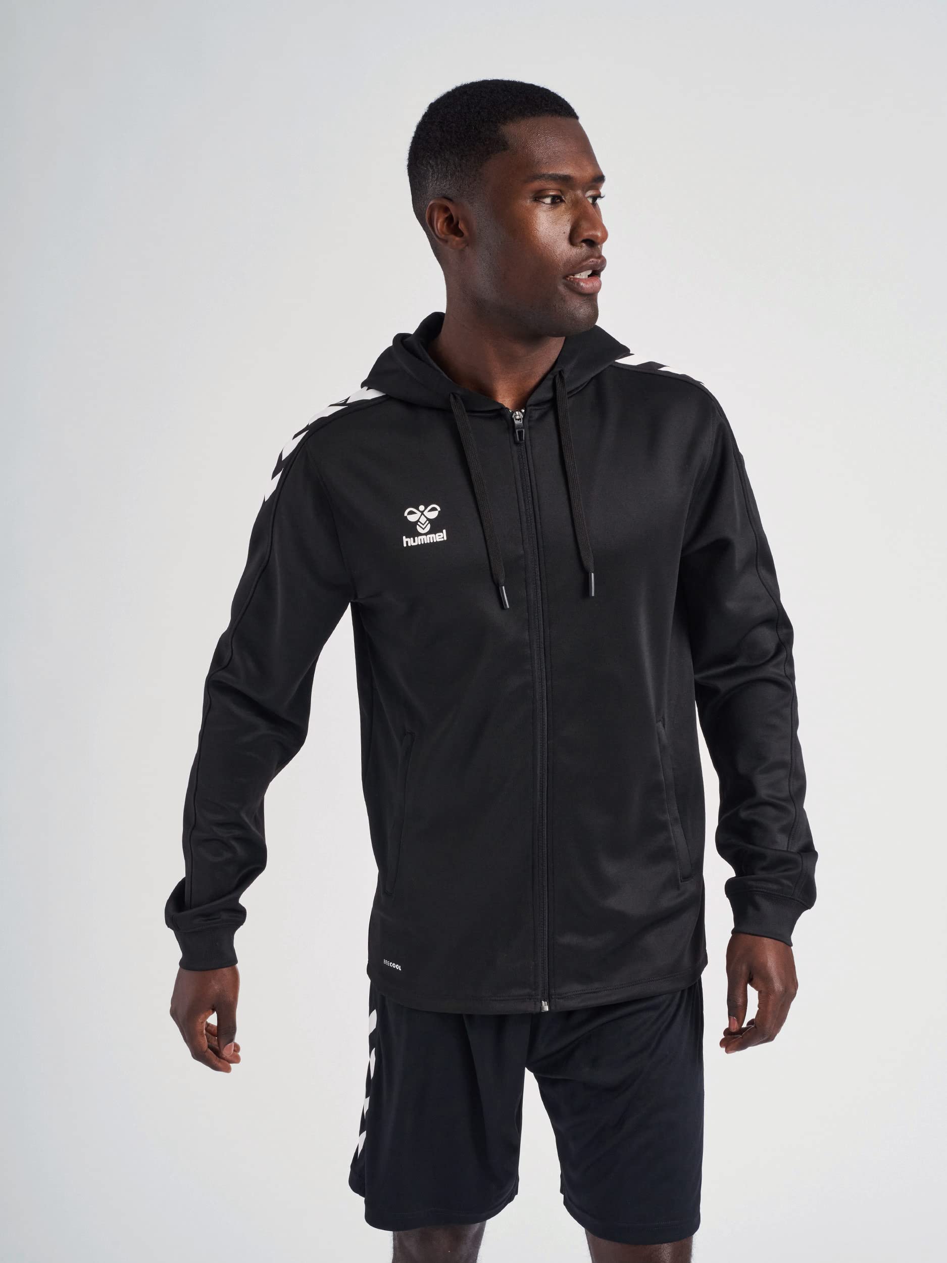 hummel hmlCORE XK Poly Zip Hood Sweat, Black/Black, M
