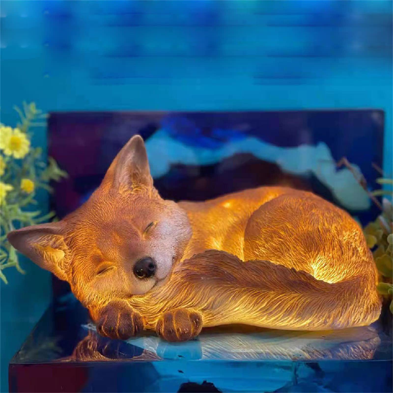 Cute Fox LED Night Light Kids Sleeping Companion Plug-in Bedroom Bedside Lamp Glowing at Night Courtyard Garden Decoration Lamp Christmas Gifts