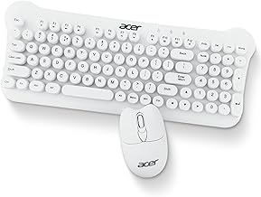Acer CUTEO 2.4GHz Wireless Keyboard & Mouse Combo I Retro Style Round Keys I 98 Keys Integrated Multimedia Keys I 1200 DPI, High Precision