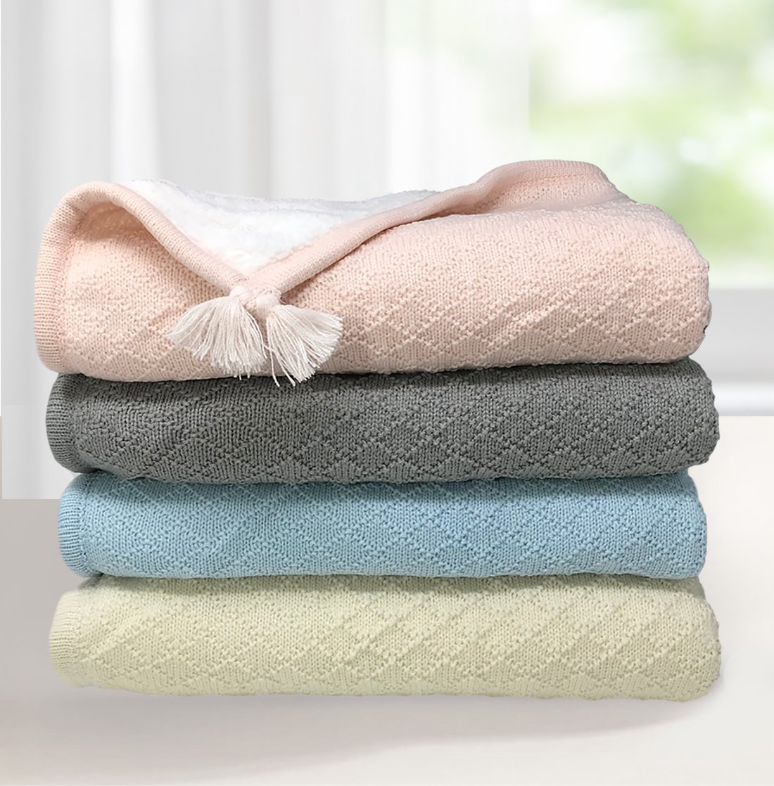 effe bebe Knoten Luxe - Manta para bebé (tejido sherpa)