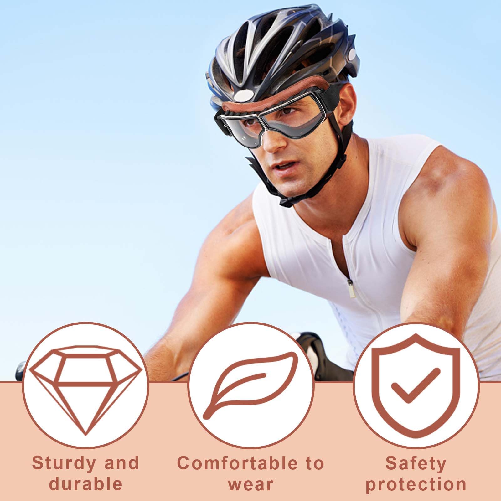 Mountainbike Brille,Winddichte Motorradbrille,Vielseitige Motorradbrillen,Retro Radbrille,Motorrad brillen,Helmbrille,Retro-Fahrradbrille,Motorradbrille,Motorradbrillen,Fliegerbrille