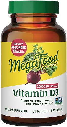 Miniatura 1 de MegaFood Vitamina D3 2000 IU 50 mcg - Suplemento de apoyo inmunológico y óseo con vitamina D3 - También formulado con una mezcla de alimentos y