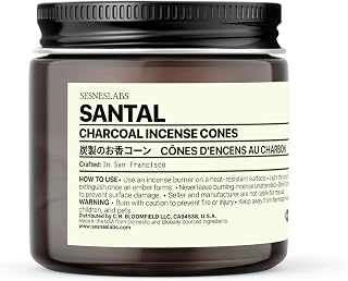 Santal Charcoal Incense Cones, Clean-Burning, Bamboo Charcoal-Based, 6oz