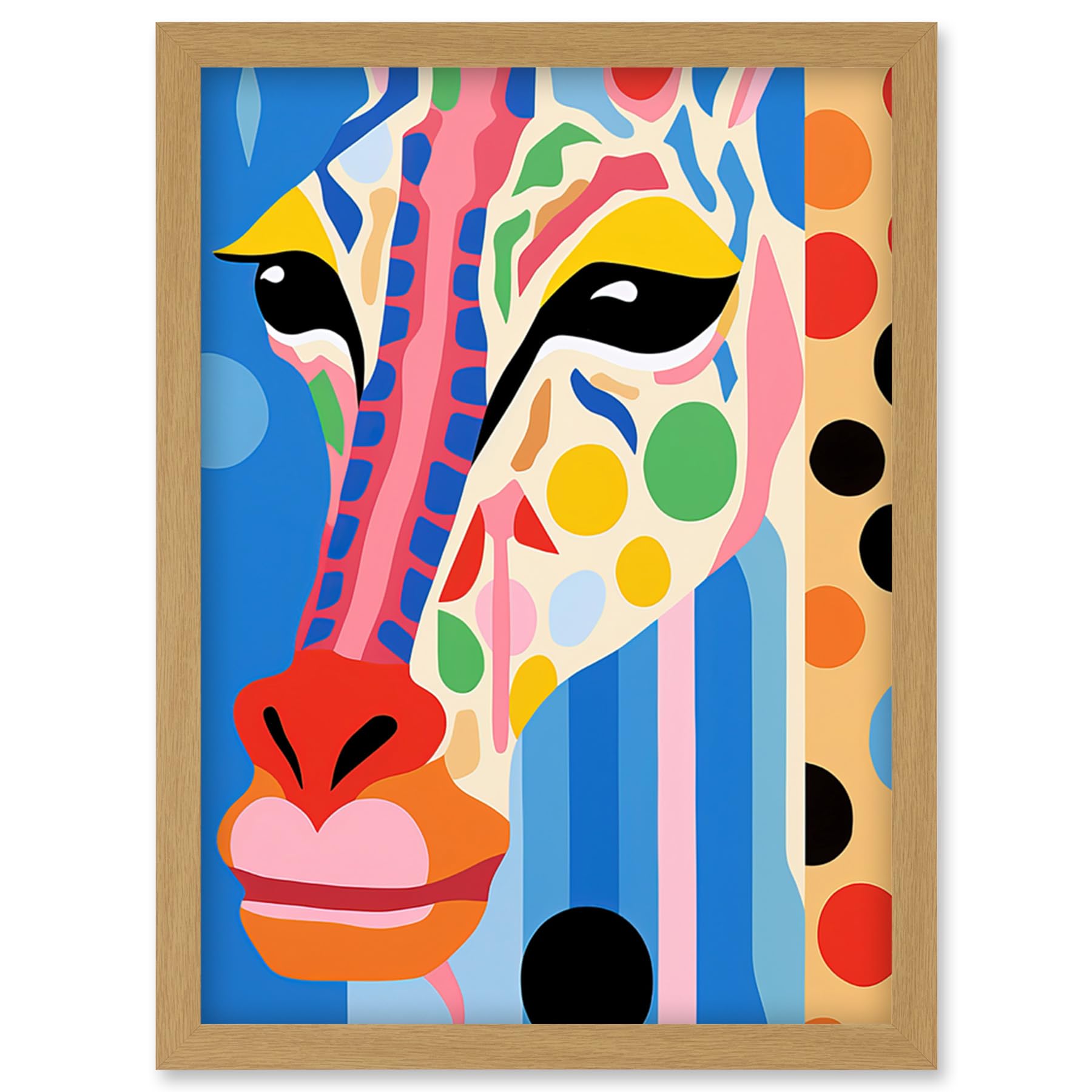 Artery8 I Woke Up Like This Giraffe Henri Matisse Style Artwork Vibrant Abstract Portrait Artwork Framed Wall Art Print A4