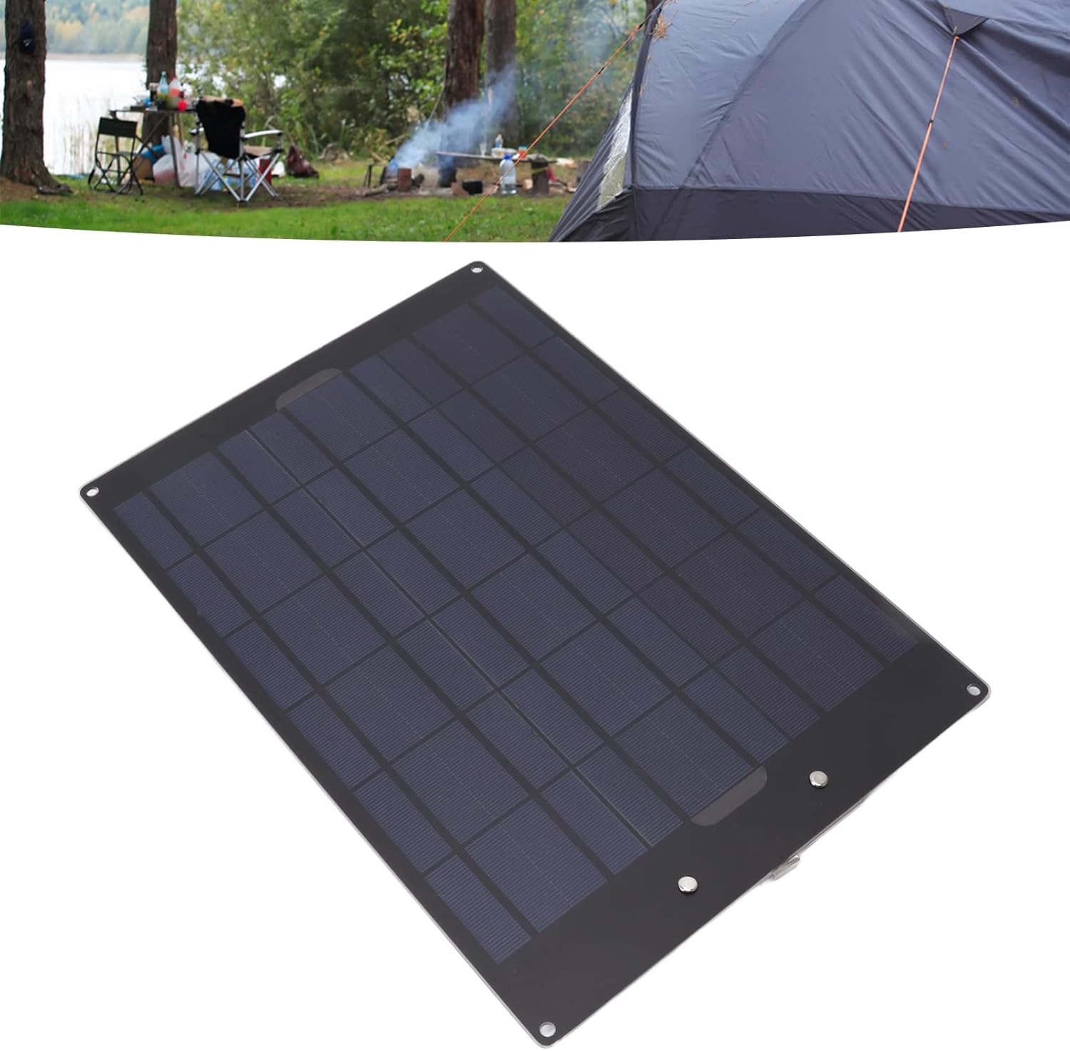 Portable Solar Panel Battery Charger, 50W, with Dual USB, Type-C, DC Ports for Outdoor Camping, Travel