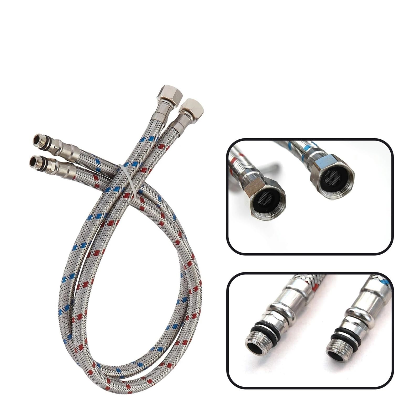 Tuyau d'alimentation en acier inoxydable à connecteur long