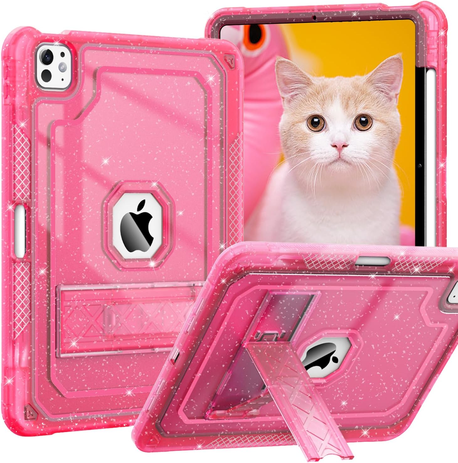 ZoneFoker Case for iPad Pro 13 Inch Case M5/M4(2025/2024) with Pencil Holder, Slim Hard Translucent Protective Cover for M5/M4 iPad Pro 13" with Kickstand, Purple Blue