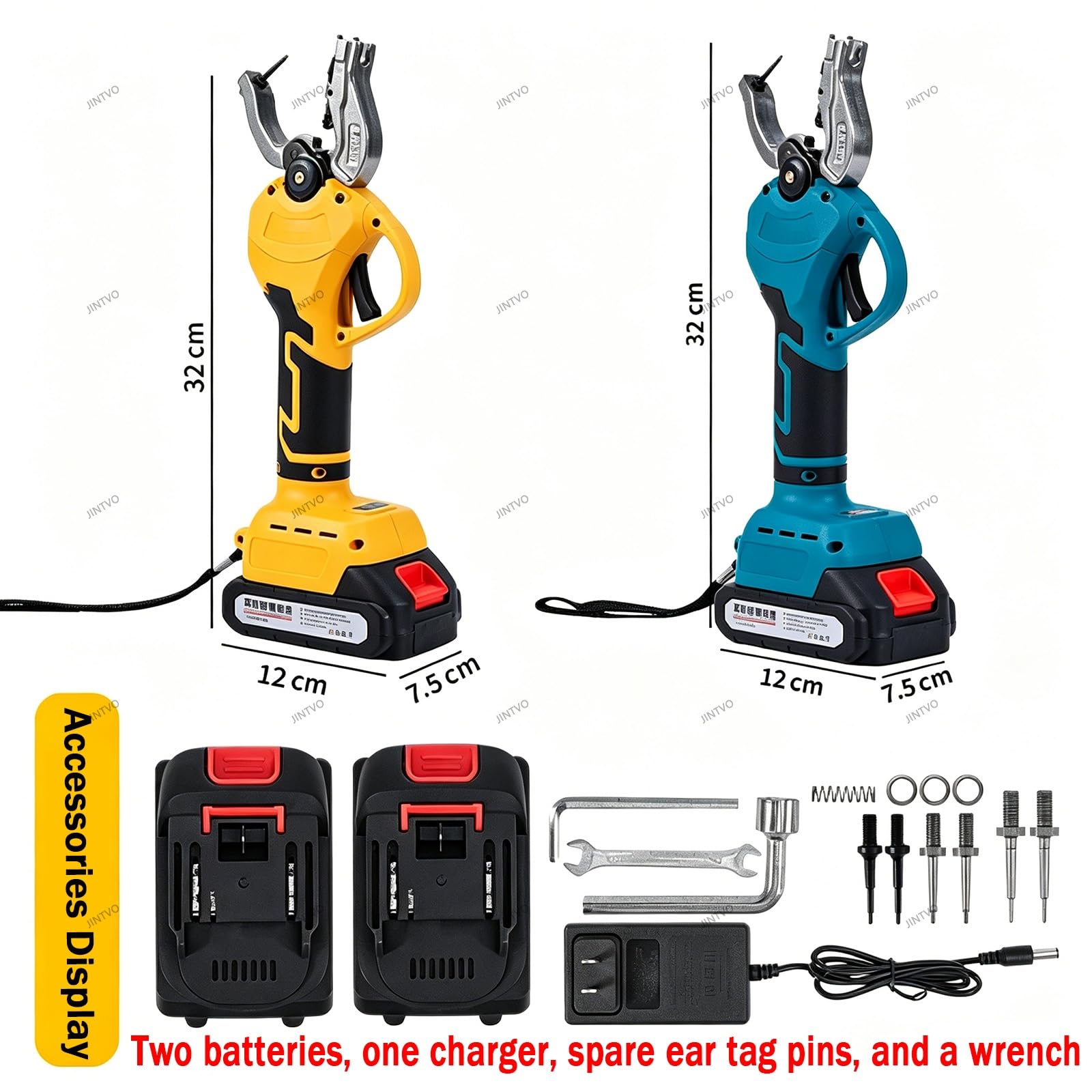 Herramienta Compacta Para Colocar Crotales, Aplicador Eléctrico Automático Para Ganado Con Dos Baterías Recargables De 1300 mAh, Fácil De Usar Para La Gestión Del Ganado(Blue)