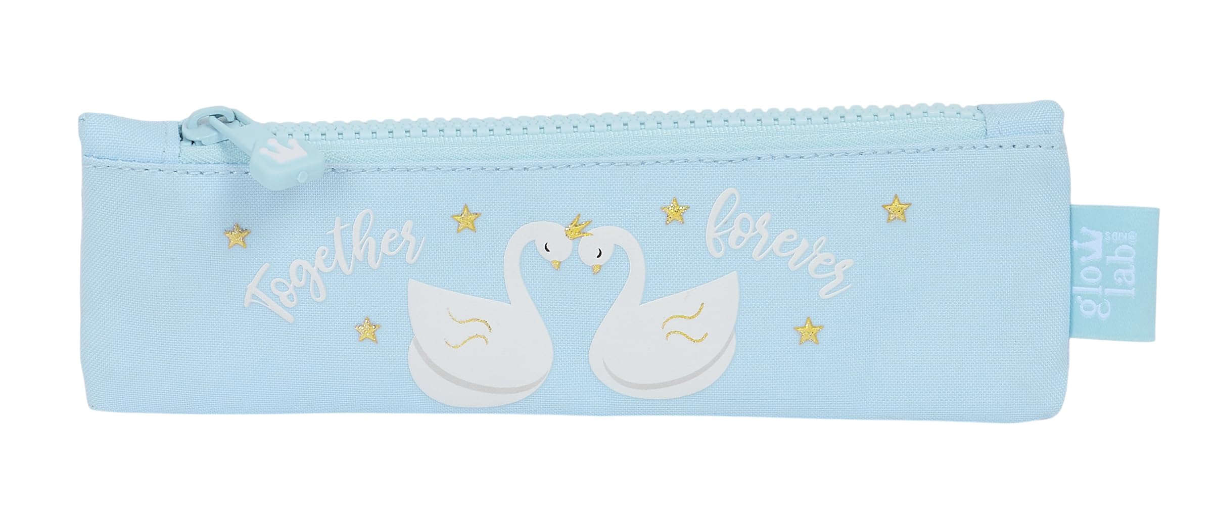 Glowlab Swans – School Pencil Case, Children's Pencil Case, Ideal for Children from 5 to 14 Years, Comfortable and Versatile, Quality and Resistance, 20 x 60 cm, Light Blue, Light Blue, Estándar,