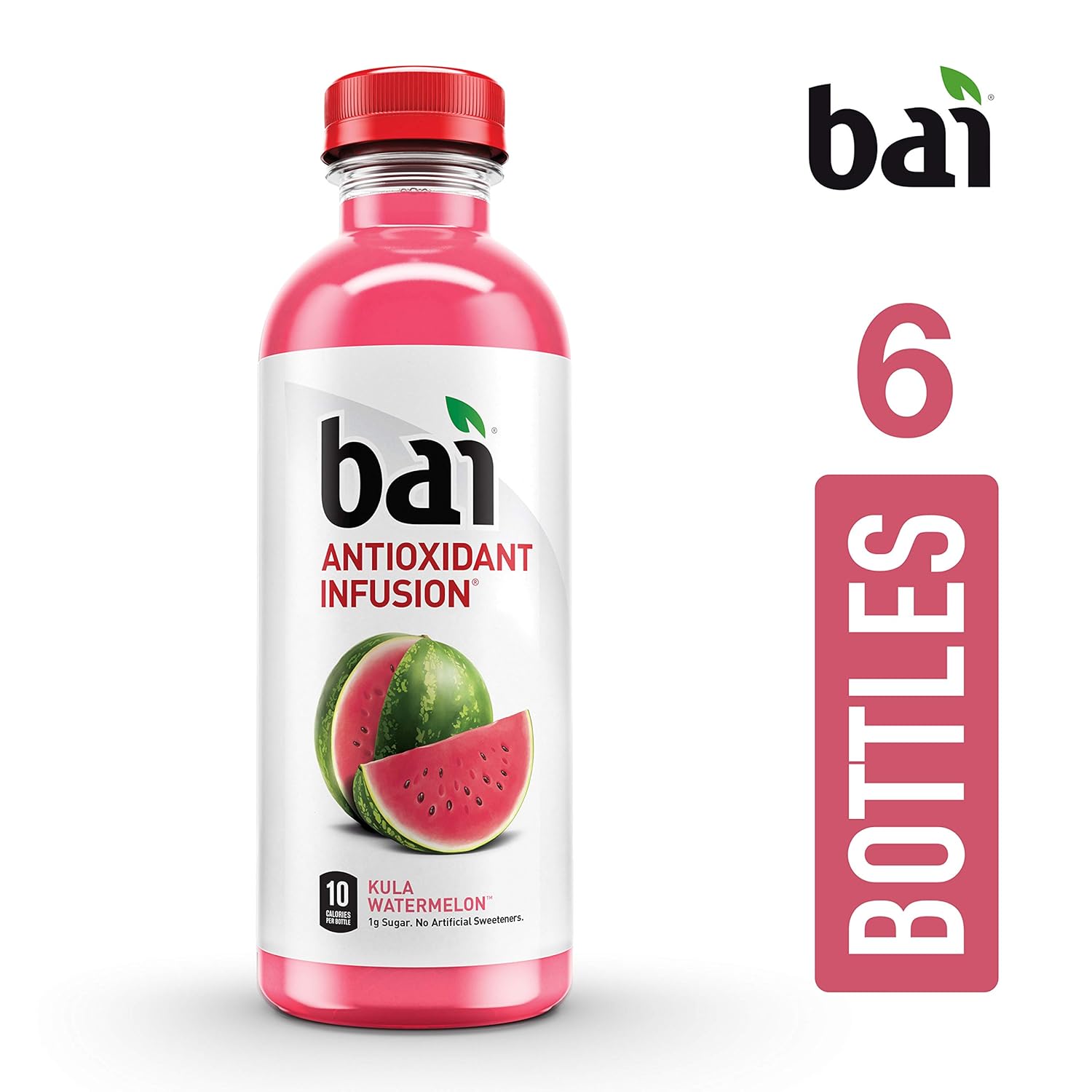 Bai Flavored Water, Kula Watermelon, Antioxidant Infused Drinks, 18 Fluid Ounce Bottles, 6 pack