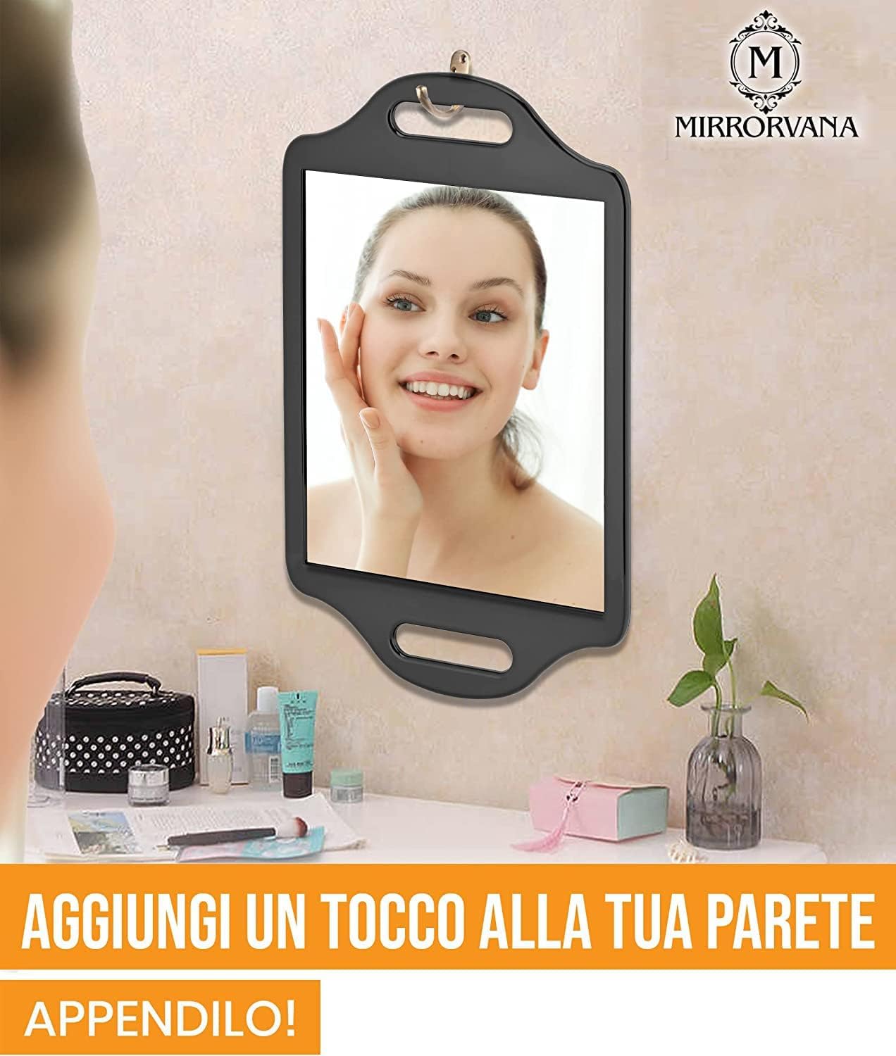 Mirrorvana Parrucchiere professionale con manico - portatile e appendibile per barbiere e salone - taglio capelli (21 cm x 35 cm)