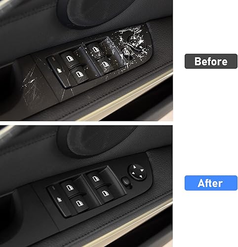 Miniatura 6 de Jaronx Compatible con BMW Serie 3 E90 LCIE91 LCI - Manija de puerta lateral del conductor 2008-2011, cubierta de manija de puerta a presión y panel