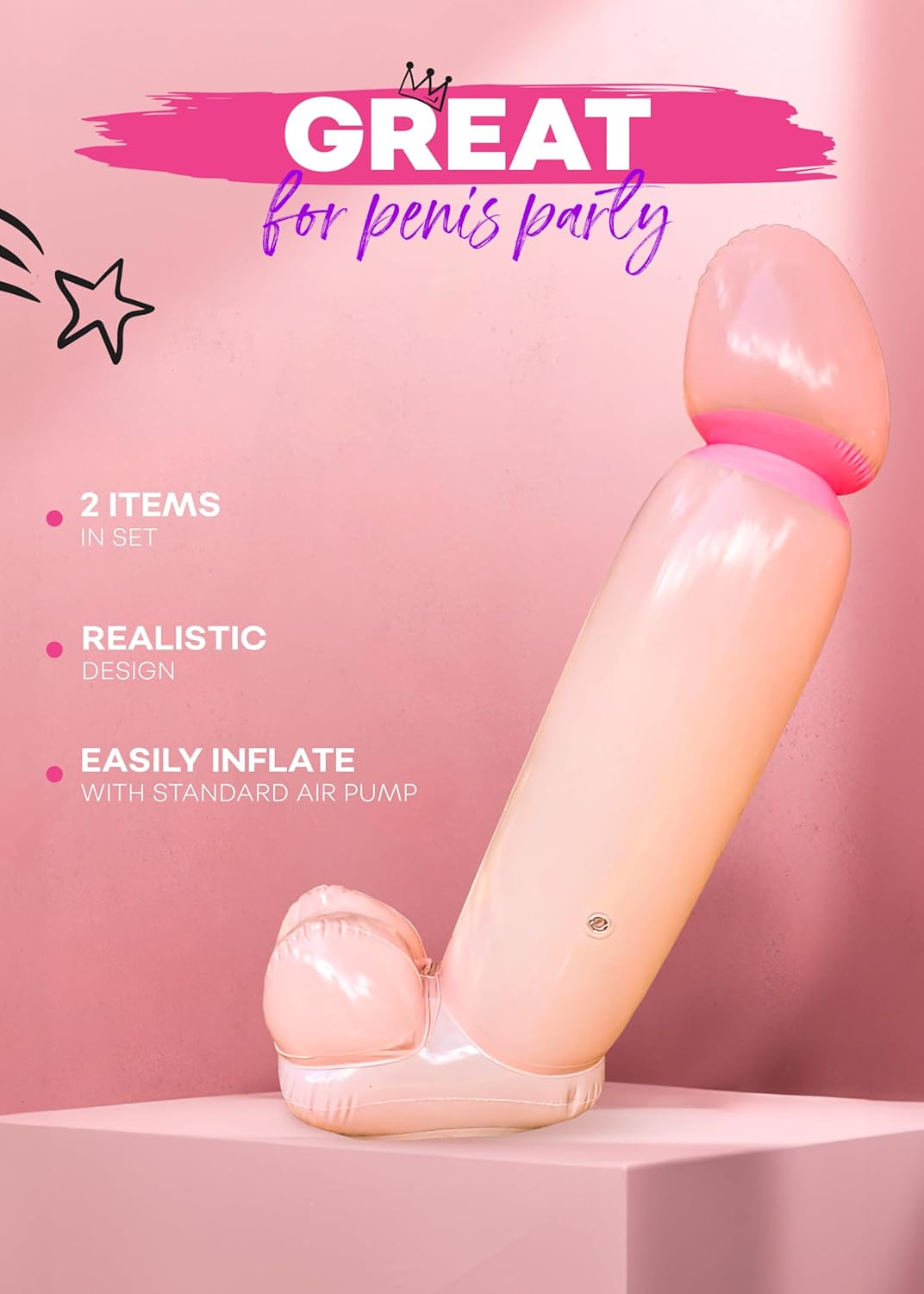 2pcs Bachelorette Party Balloons, Bridal Shower Decoration Kit, Inflatable Willy Balloon Bachelorette Party Kit, Inflatable Pennis Balloon, Bride Party Decorations
