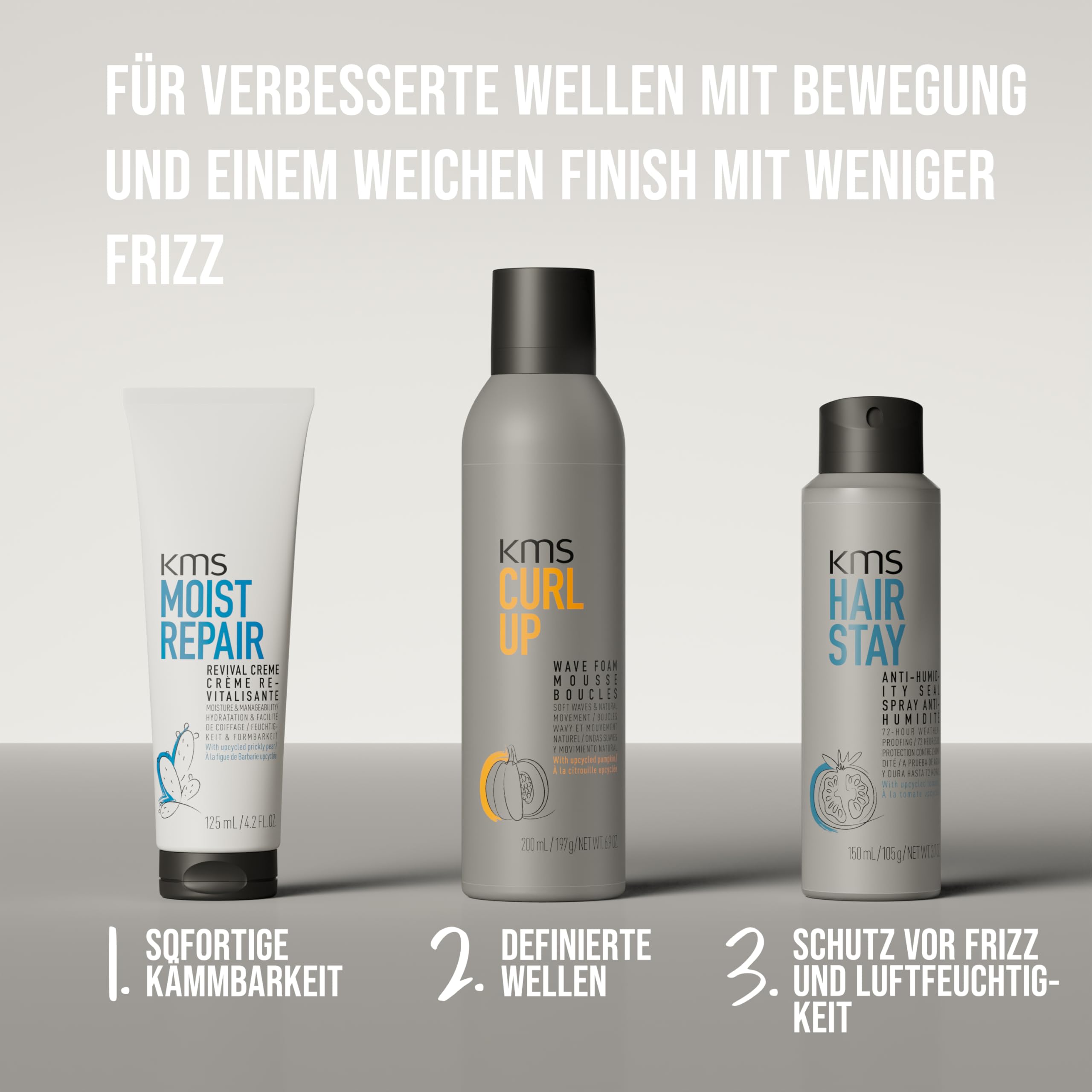 KMS CurlUp Wave Foam – Lockenschaum für flexible Wellen & Locken, Volumen & natürliche Definition – 200 ml