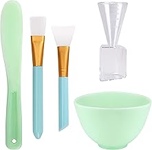 Gesichtsmaske Rührschüssel Set, DIY Mischwerkzeug aus Silikon 5 in 1 mit Weich Masken Pinsel Schüssel Stick Spatel Messgeräte für Frauen Gesichtspflege, Augenmasken