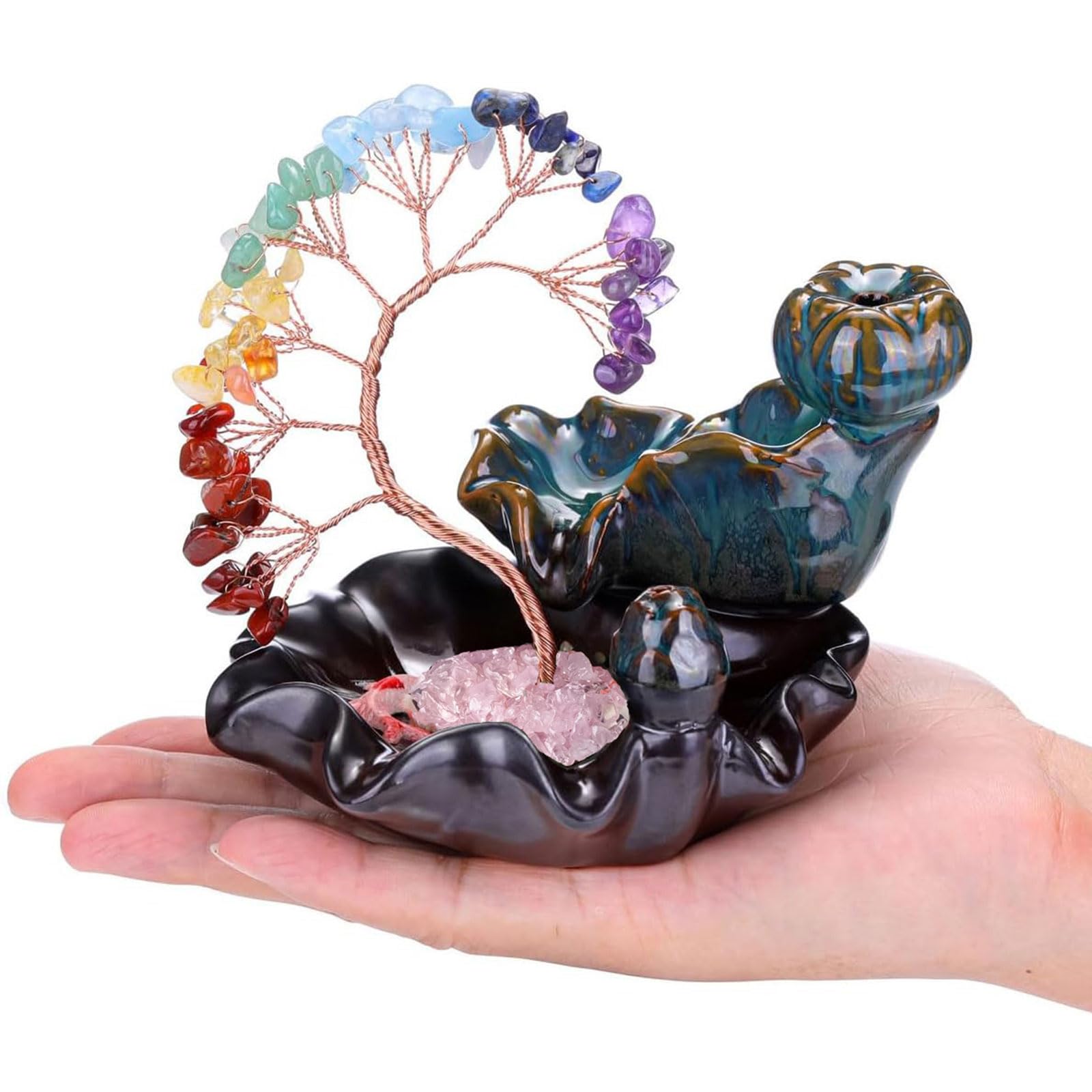 Palnik Kadzideł Backflow Crystal Tree KadzidłO Fontanna Wodospad Naturalny Leczniczy KryształOwy Uchwyt Na KadzidełKa Money Tree Do Medytacji Jogi I Wystroju Domu,E