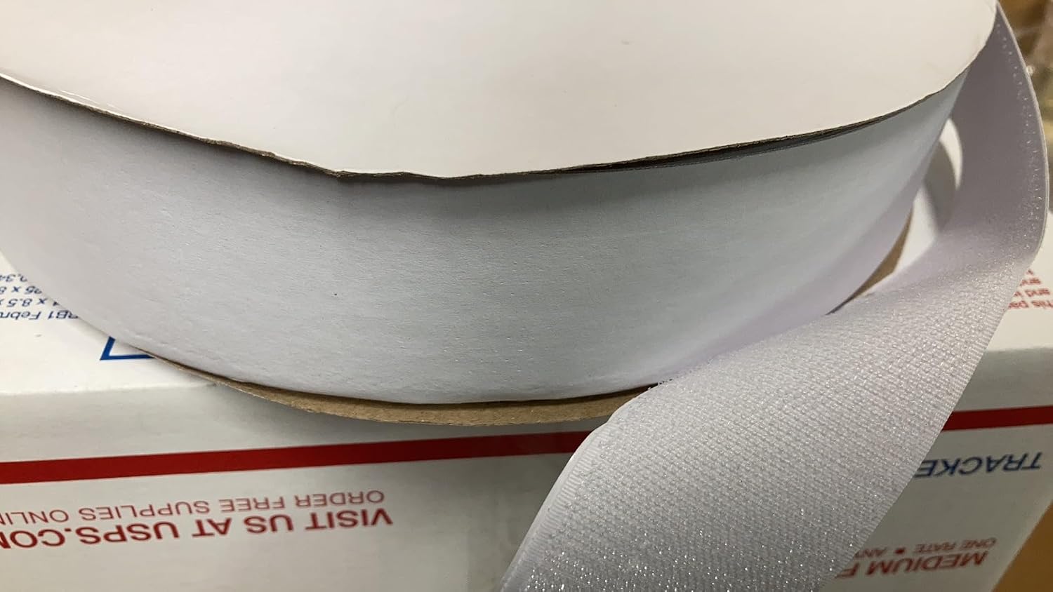 Adhesive Back, Hook and/or Loop Fastener Tape 1" or 2" White Color (Hook and Loop Set, 1" x Full Roll)