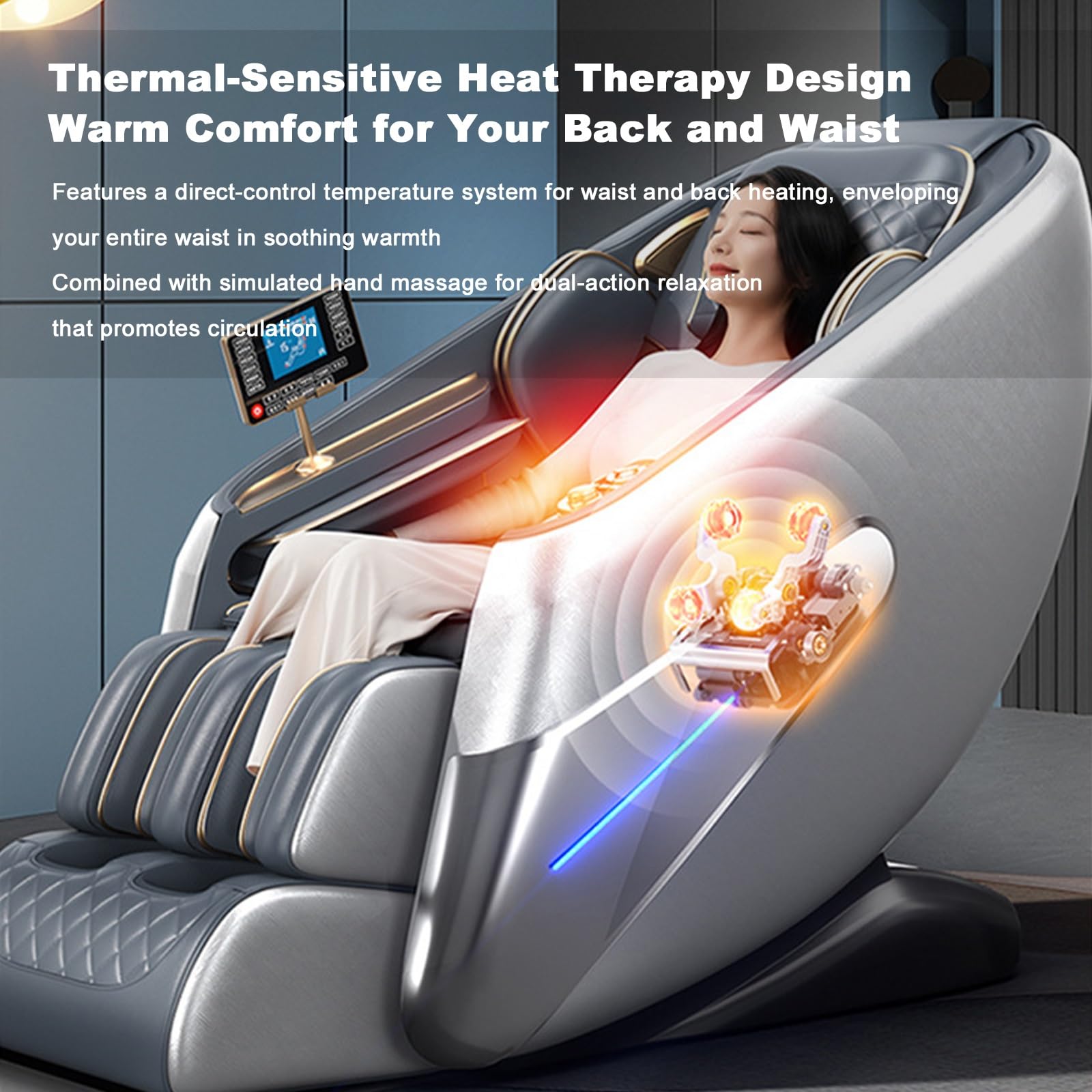 Poltrona Massaggiante 2026, Poltrona Reclinabile SL-Track Shiatsu, Poltrona Relax Premium Per La Casa(Silver)