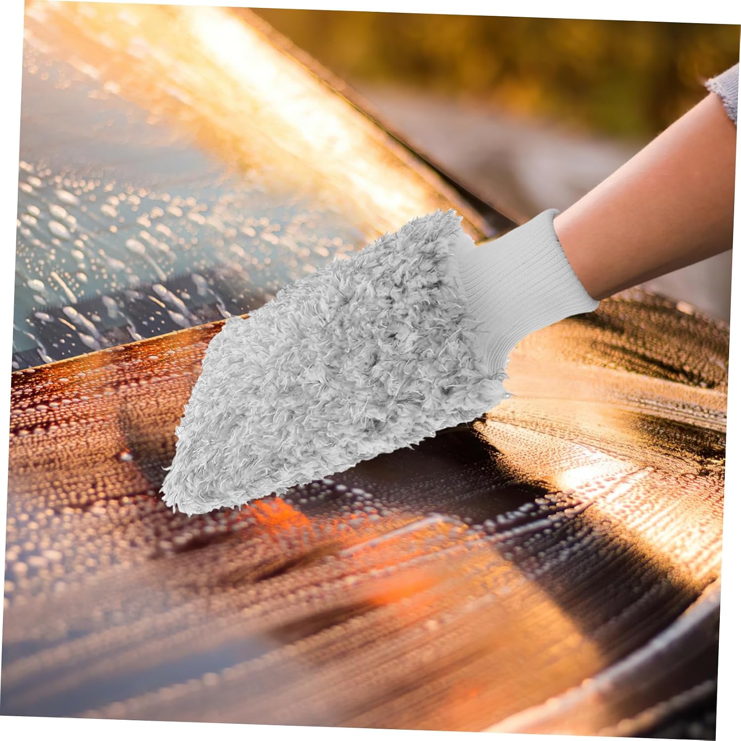 ULTECHNOVO Automotive Car Wash Fiber Mitt Thick Microfiber Washing Glove for Exterior Cleaning Soft Fleece for All Vehicles Versatile Use for Car and Home