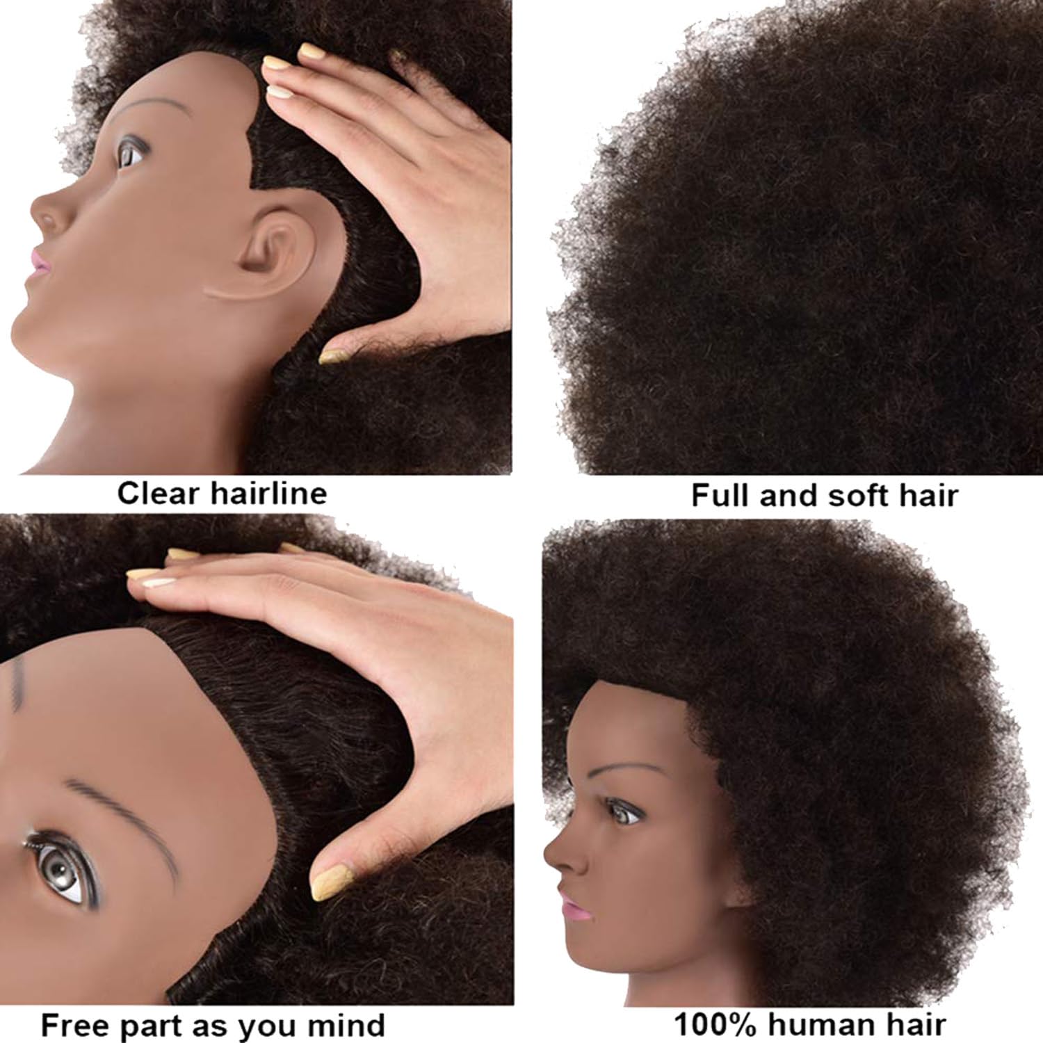 Kalyx True 10" Mannequin Head African American with 100% Human Hair Cosmetology 4a 4b 4c Afro Hair Manikin Head for Practice Styling Braiding image 2