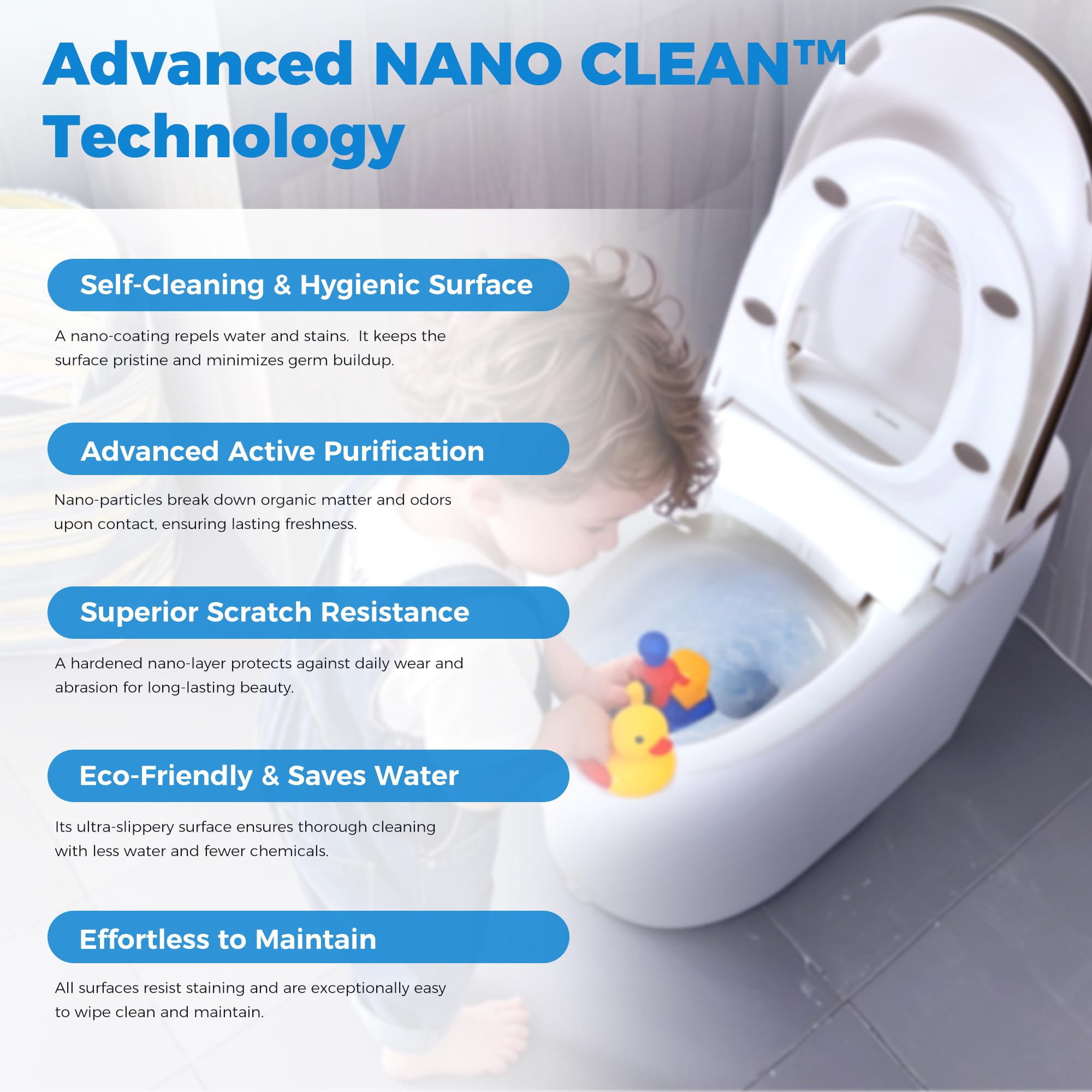 Smart Toilet, Bidet Built In, Instant Warm Water, Heated Seat, Auto Open/Close, 1000G MaP Power Auto Flush，Self Cleaning Nozzle, Water Filter, ADA Comfort Height, Night Light, Air Dryer & Deodorizer